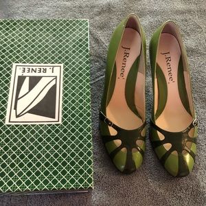 J Renee apple green and olive green heels. 9 1/2.